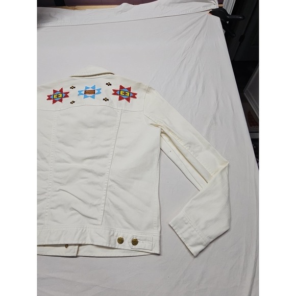 Ralph Lauren Women's White Jean Trucker Southwestern Jacket Size Med Beaded - Picture 16 of 16